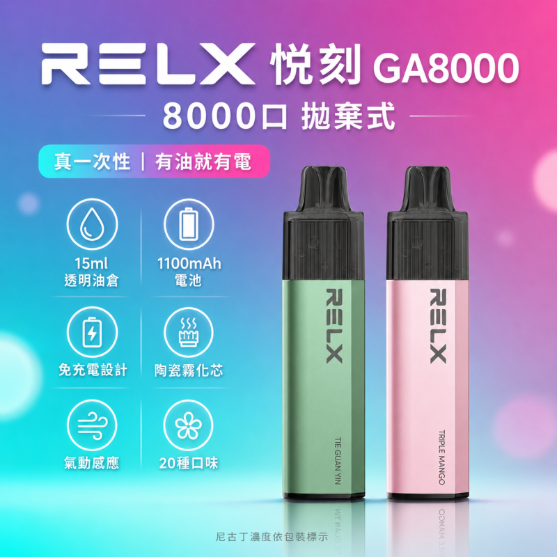 一次性電子煙｜RELX 悅刻 GA8000 產品圖片